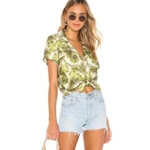 Chaser Tie Front Button Down Palm Shirt L
